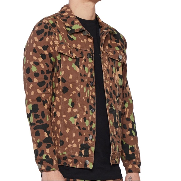 Medium sz Camo Print Jacket  Men's Streetwear Essential biker style - Picture 2 of 2